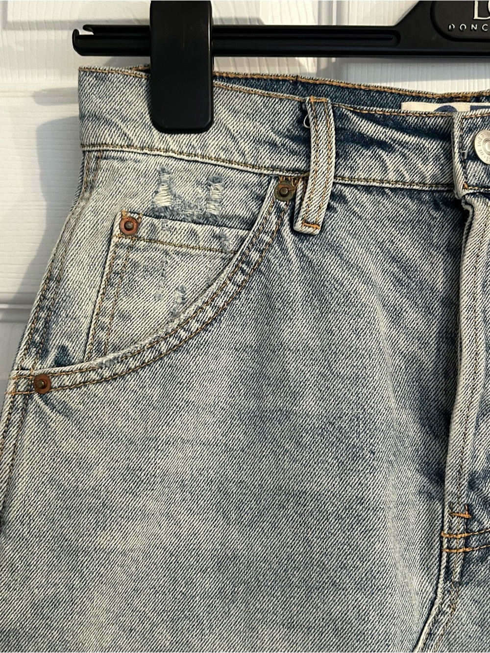 Free People Light Blue Distressed Denim Mini Skirt - Picture 3 of 8